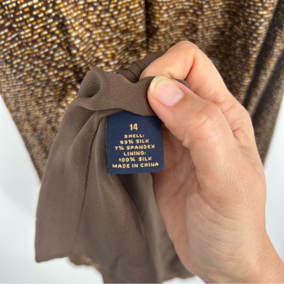 Brooks Brothers Brown Collared‎ Shirt Dress Silk Blend Sz 14 Business Casual - Picture 7 of 10